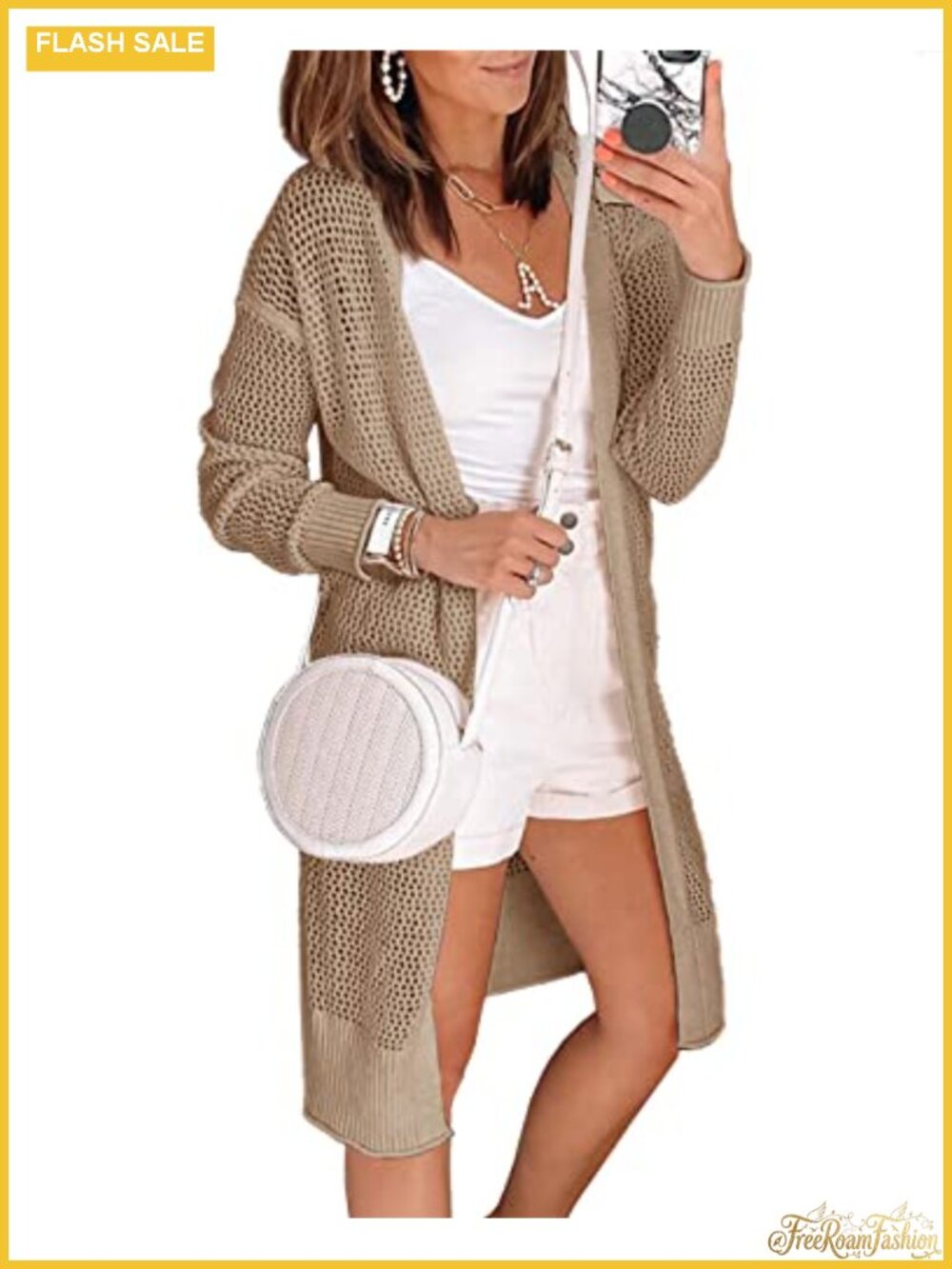 Sheer Knit Cardigan Long Sleeve Open Front Duster Lightweight Boho Sweater